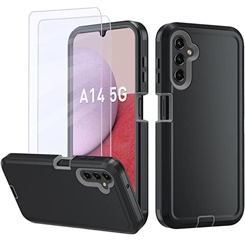 for Samsung Galaxy A14 5G case,A14 5G Heavy Duty case,[Military Grade Protective ][Shockproof] [Dropproof] [Dust-Proof], ONLY Fit Galaxy A14 5G Phone(Black/Gray) - color: Black/Gray
