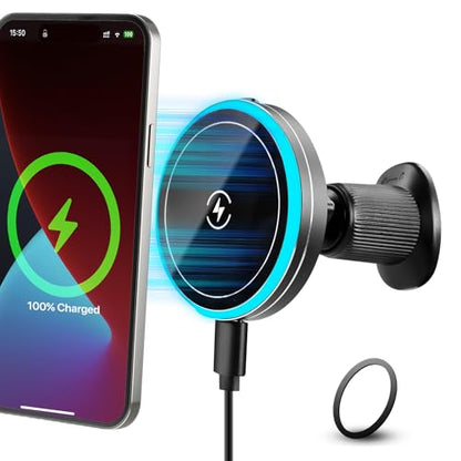 for MagSafe Car Wireless Charger Mount for iPhone 17/16/15/14/13/12 Series, Auto- Magnetic Tight Phone Holder with Fast Charging, Secure Air Vent, 360° Adjustable, Overheating Protection,(A10K)