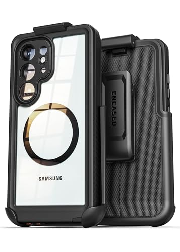 Encased Waterproof Case for Samsung Galaxy S26 Ultra with Belt Clip - Full Body Protective Cover with Built-in Screen Protector & Holster (Clear/Black) - size: S26 Ultra