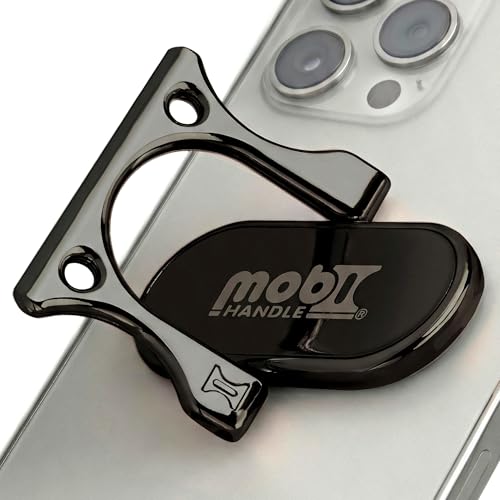 Patented 3-Finger Phone Grip & Stand - Comfortable & Secure Loop Holder for iPhone & Android - Ultra-Slim Zinc Alloy - Magnetic Mount Ready - Cell Phone Ring Alternative [Black Chrome] - color: Black