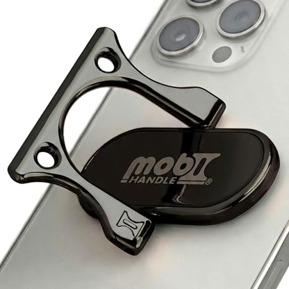 Patented 3-Finger Phone Grip & Stand - Comfortable & Secure Loop Holder for iPhone & Android - Ultra-Slim Zinc Alloy - Magnetic Mount Ready - Cell Phone Ring Alternative [Black Chrome] - color: Black