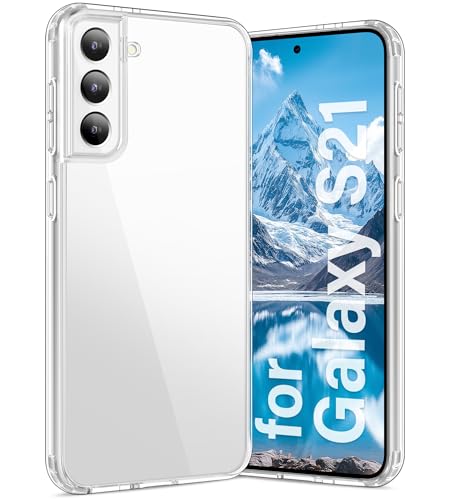 Vakoo Case for Samsung Galaxy S21 5G | Clear Anti-Yellowing, Hard Back, Military-Grade Drop Protection, Supports Wireless Charging - Transparent - color: Transparent, size: S21