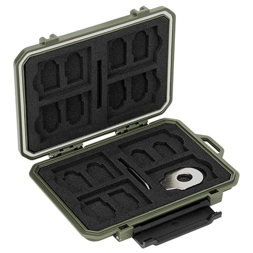Kiorafoto 22 Slot Memory Card Case for 8 SD & 12 MicroSD & 2 Nano SIM Green - size: For 8 SD+12 TF+2 Nano SIM(GREEN)