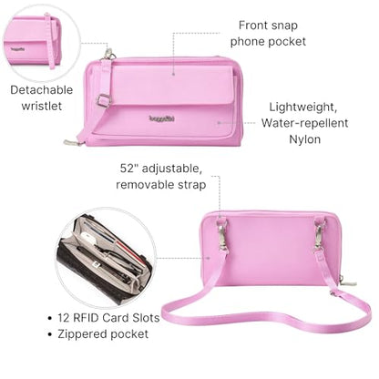Baggallini Rfid Phone Wallet Crossbody - color: Hibiscus Pink
