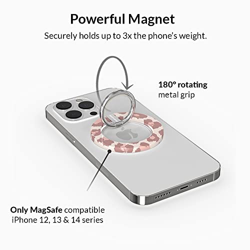 VELVET CAVIAR Compatible with MagSafe Phone Grip - Magnetic Ring Holder with Adjustable Stand - Removable MagSafe Accessories for iPhone 16, 15, 14, 13, 12 (Blush Leopard) - color: Blush Leopard