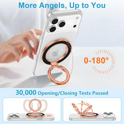 Magnetic Phone Ring Grip for MagSafe, Dual-Sided Magnetic Phone Ring Holder - color: rose-gold