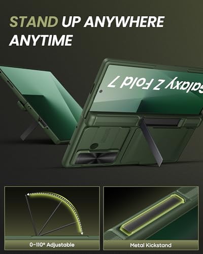 for Samsung Galaxy Z Fold 7 Case, Stand & Hinge Protection, Green - color: Green-Z