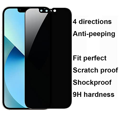 2 Pack 360 Degree Privacy Tempered Glass for iPhone 13/13 Pro/iPhone 14 / iPhone 17e /16e Anti-Spy Screen Protector 4 Directions Film 4 Sides 6.1 inch - size: For iPhone 17e / 16e/13 Pro/13 / 14