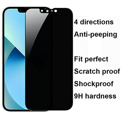 2 Pack 360 Degree Privacy Tempered Glass for iPhone 13/13 Pro/iPhone 14 / iPhone 17e /16e Anti-Spy Screen Protector 4 Directions Film 4 Sides 6.1 inch - size: For iPhone 17e / 16e/13 Pro/13 / 14