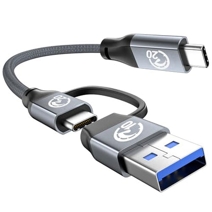 240W USB C Short Cable 0.6FT, 20Gbps USB C 3.2 Cable, USB to USB C Cable - color: Gray, size: 0.6ft