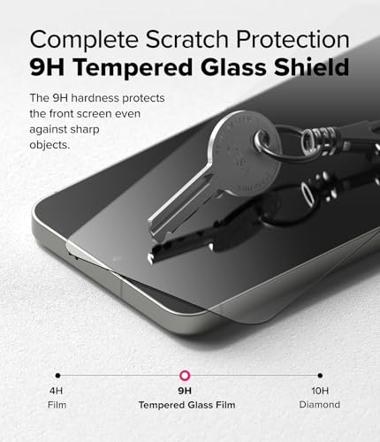 Ringke for Samsung Galaxy S25 / S24 Screen Protector [Easy Slide, 2 Pack] | Easy Installation with Alignment Tool, Case Friendly Premium 9H Hardness Tempered Glass - size: Galaxy S25 / S24