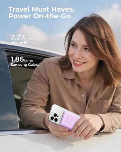 Small Portable Charger 10000mAh 20W Fast Charging Mini Power Bank, Purple - color: Purple
