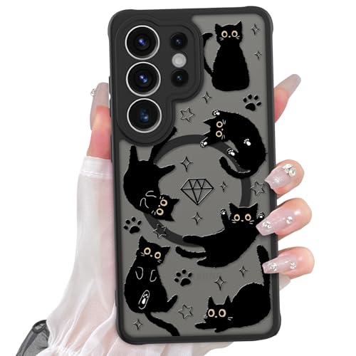 Cute Case for Samsung Galaxy S26 Ultra Case, Black Cats Pattern | Compatible with Magsafe, Lovely Cat Kawaii Animal Aesthetic Magnetic Protective Phone Cover Design for Women Girls Boys - color: Black Cats, size: Samsung Galaxy S26 Ultra