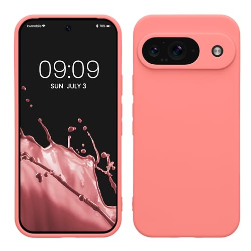 kwmobile Case Compatible with Google Pixel 9 Case - Protective Slim TPU Phone Cover - Soft Matte Finish - Pastel Coral - color: Pastel Coral, size: Pixel 9