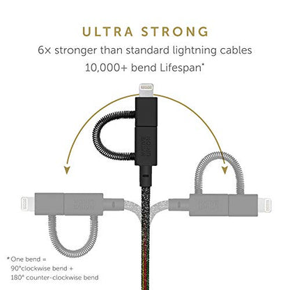 Native Union Belt Cable Universal - 6.5ft Ultra-Strong Reinforced [MFi Certified] Durable Charging Cable with 3-in-1 Adaptor for Lightning, USB-C and Micro-USB Devices (Black) - color: Cosmos