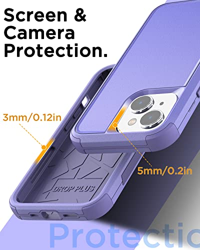 AICase for iPhone 13/iPhone 14 Case,Heavy Duty 3-Layer Rugged Pocket-Friendly Phone Case,Durable Military Grade Protection Shockproof/Drop Proof/Dust-Proof Protective Cover for iPhone 13/iPhone 14 - color: Light purple Case