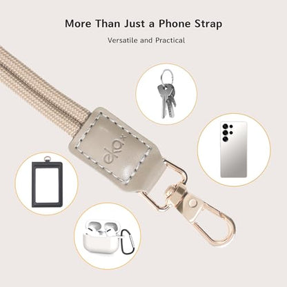 EKAX 2 Pack Crossbody & Neck Phone Strap, Customizable Neck Strap with 0.5mm Removable Phone Tab, Hands-Free Holder for Phones, Earphones, Badges & Keys (Midnight Blue+Khaki Grey) - color: Midnight Blue+khaki Grey