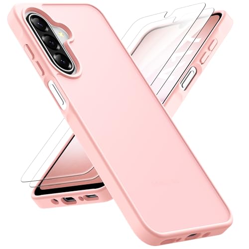 ORETECH for Samsung Galaxy A17 Case, Samsung Galaxy A17 5G Phone Case with 2 Pack HD Screen Protector, Translucent Matte Back Military Grade Shockproof Anti-Fingerprint Protective Cover - Light Pink - color: Translucent Back - Light Pink, size: Samsung Ga