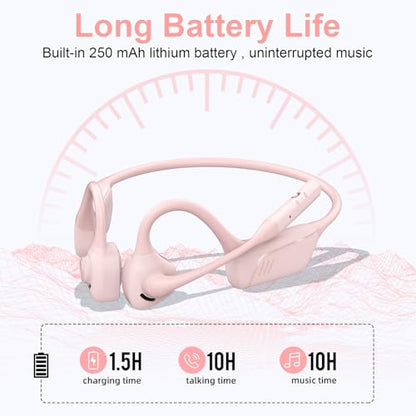 Open Ear Headphones, Trucker Bluetooth Headset with Upgraded Microphone - color: Pink