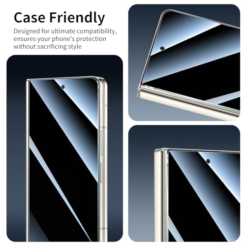 Privacy Screen & Camera Lens Protector for Samsung Galaxy Z Fold5, Double Shatterproof Anti-Spy Tempered Glass, Private Black Protection, 9H Hardness Anti-Scratch Case-Friendly, 3 Pack Each - color: Fold5 Black