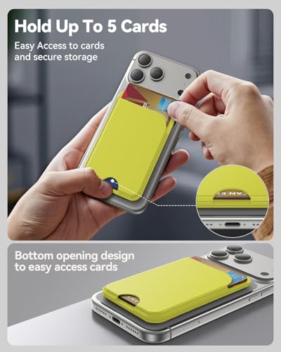 TWZKG for MagSafe Wallet, 5-Card Holder with Stand for Phone Case - color: Fluorescent Yellow