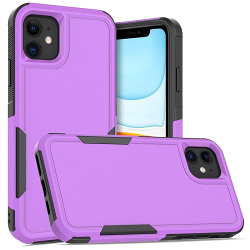 for iPhone 11 Case: Dual Layer Protective Heavy Duty Cell Phone Case Shockproof Rugged Bumper Tough with Screen Protector - 16ft Military Grade Drop Tested for Appple iPhone 11 (6.1 inch), Purple - color: Purple (PC) + Black (TPU)