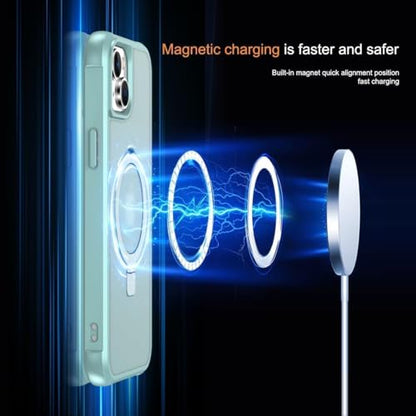 CHAOFEnG Magnetic Compatible with iPhone 14 Case with Stand [Military Grade Drop Tested][Compatible with Magnet] Ring Translucent Slim Hard Back Soft Edge, Teal Green - color: Teal Green, size: iPhone 14