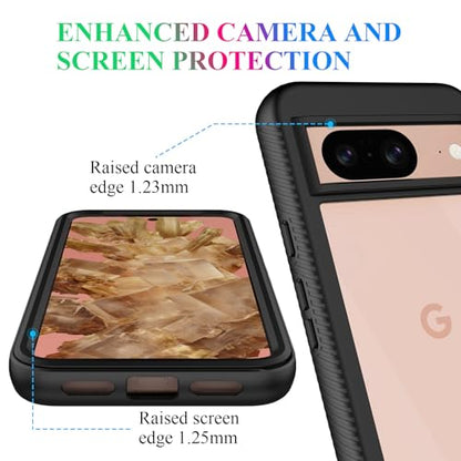 Compatible with Google Pixel 8 Case, Built in Screen Protector Full Body Shockproof Slim Fit Bumper Protective Phone Cover Men Women-Black/Clear - size: Google Pixel 8