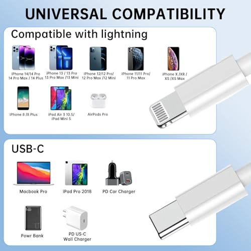 Gartmost for USB C to Lightning Cable, 5Pack [MFi Certified, 6.6FT*5] - size: 6.6ft+6.6ft+6.6ft+6.6ft+6.6ft