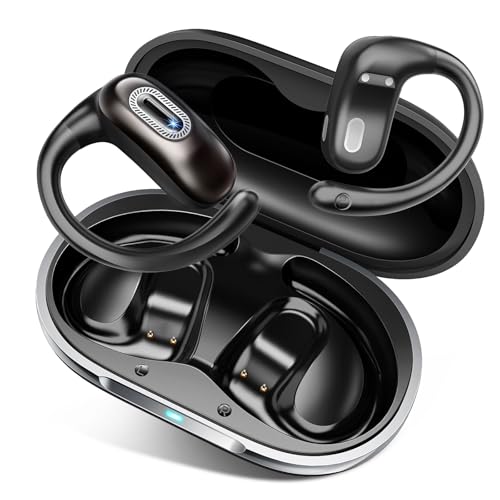 Qecnato Open Ear Headphones, Bluetooth 5.4 Earbuds, 50H, Air Conduction Ear Buds, HD Stereo Bass Over Ear Earphones with Earhooks, Ultra-Comfort Secure Fit, IPX7 Waterproof Headset for Working Sports