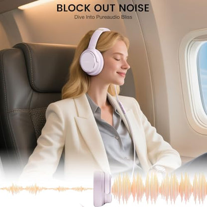 USB C Wired Over-Ear Headphones with Microphone - color: New Icy Pink