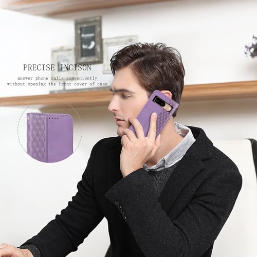 Wallet Case for Google Pixel 8 6.2 inch 2023 - [Strong Magnetic] PU Leather Folio Flip Case with Card Holder Kickstand Protective Phone Cover - Purple - color: Purple, size: Google Pixel 8 6.2"