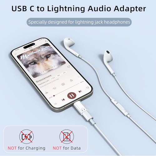 Jadebones 3 Pack USB C to Light-ning Headphone Audio Adapter, White