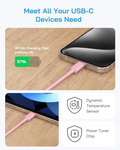 AISNI USBC Charger for iPhone Duo/18 Pro Max/17/16/15 Charger Fast Charging - color: Light Pink