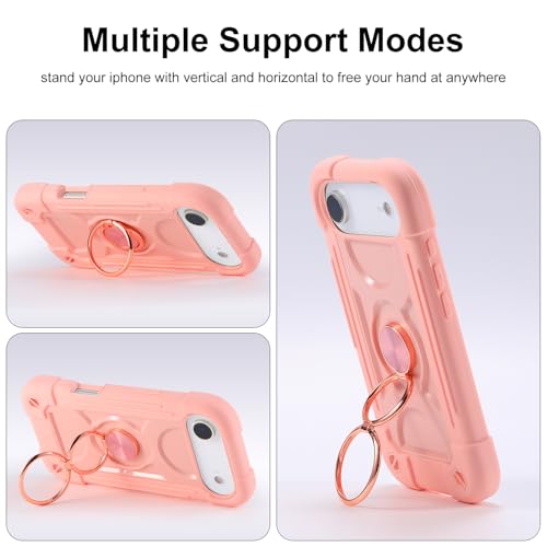 MARKILL Compatible with iPhone Air Case 6.5 Inch 2025 with 360 Degree Rotate Ring Stand, Military Grade Drop Protection Full Body Rugged Protective Case Kids Pink - color: Pink, size: iPhone Air 6.5"