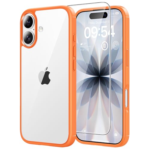 TAURI for iPhone 17 Case, Anti-Yellowing with Screen Protector, Military-Grade Protection Shockproof Slim Phone Case for iPhone 17, Orange - color: D-Orange
