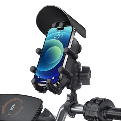 Motorcycle Phone Holder with Vibration Dampener & High Speed Secure Lock, Anti Shake Motorcycle Cell Phone Holder, Motorcycle Phone Mount for ATV Bike Fit 4.7-7.2 Smartphones