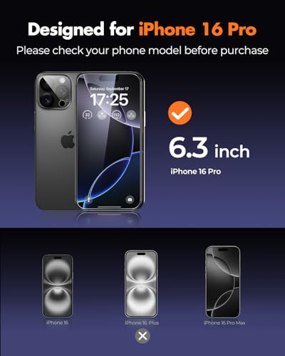 UNBREAKcable iPhone 16 Pro Screen Protector & Camera Lens Protector - size: iPhone 16 Pro