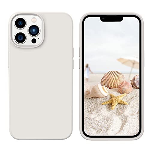 GUAGUA Compatible with iPhone 13 Pro Max Case 6.7 Inch Liquid Silicone Soft Gel Rubber Slim Microfiber Lining Cushion Texture Cover Shockproof Protective Phone Case for iPhone 13 Pro Max, Stone - color: Stone, size: iPhone 13 Pro Max