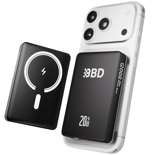 BBD Magsafe Portable Charger,10000mAh Magnetic Power Bank Fast Charging PD 20w with USB C Cable,Slim Magsafe Battery Pack Travel Essential,Wireless Power Bank for iphone 17/16/15/14/13/12 Series 1Pack