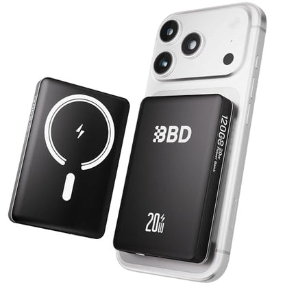 BBD Magsafe Portable Charger,10000mAh Magnetic Power Bank Fast Charging PD 20w with USB C Cable,Slim Magsafe Battery Pack Travel Essential,Wireless Power Bank for iphone 17/16/15/14/13/12 Series 1Pack