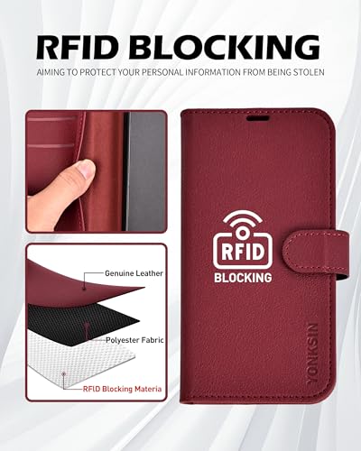 for iPhone 17 Pro Max Wallet Case, Flip Folio Phone Cover with Card Holder, RFID Blocking, Shockproof Protective Case with Kickstand, Magnetic Closure, PU Leather & TPU, Red - color: Red