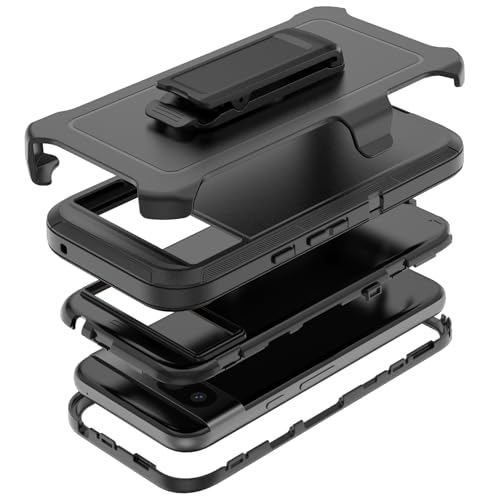 Compatible with Google Pixel 8A Case, with Belt Clip Holster Heavy Duty Rugged Shockproof Full Body Protection Kickstand Phone case for Google Pixel 8A 5G (Black) - color: Black
