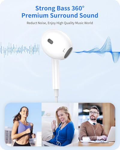 2 Packs Wired Earbuds Headphones for iPhone with Built-in Mic & Remote