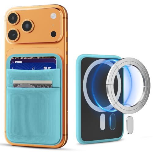 SHANSHUI Wallet for Magsafe, Stretchy Magnetic Phone Wallet Card Holder for Back of Phone Pocket Comaptible for iPhone & Most Smartphone (Green - color: Green