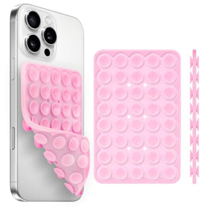 Yojaro Silicone Suction Cup Phone Case Mount Double Sided, Phone Accessories Hands-Free Strong Grip Holder for Selfies and Videos (Pink Glitter) - color: Pink Glitter