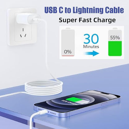 for Extra Long USB C to Lightning Cable 13FT 27W Fast Charging 2 Pack - color: White, size: 13 feet/4 meters