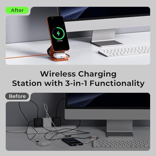 KU XIU X55 Turbo Qi2.2 25W Fast 3-in-1 Charging Station for Apple Device - color: Orange