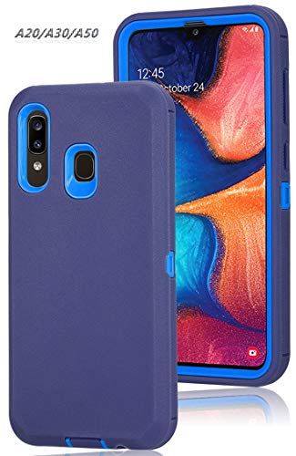 for Samsung Galaxy A20/A30/A50 Case, Heavy Duty Defender Armor Protective Cover with Built-in Screen Protector (Navy) - color: Navy