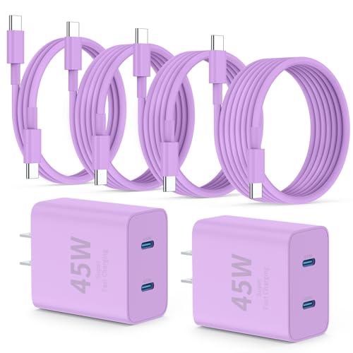 QZIIW Super Fast Samsung Charger Type C,45W Dual Port USB C Fast Charger - color: Purple, size: 3FT+6FT+6FT+10FT